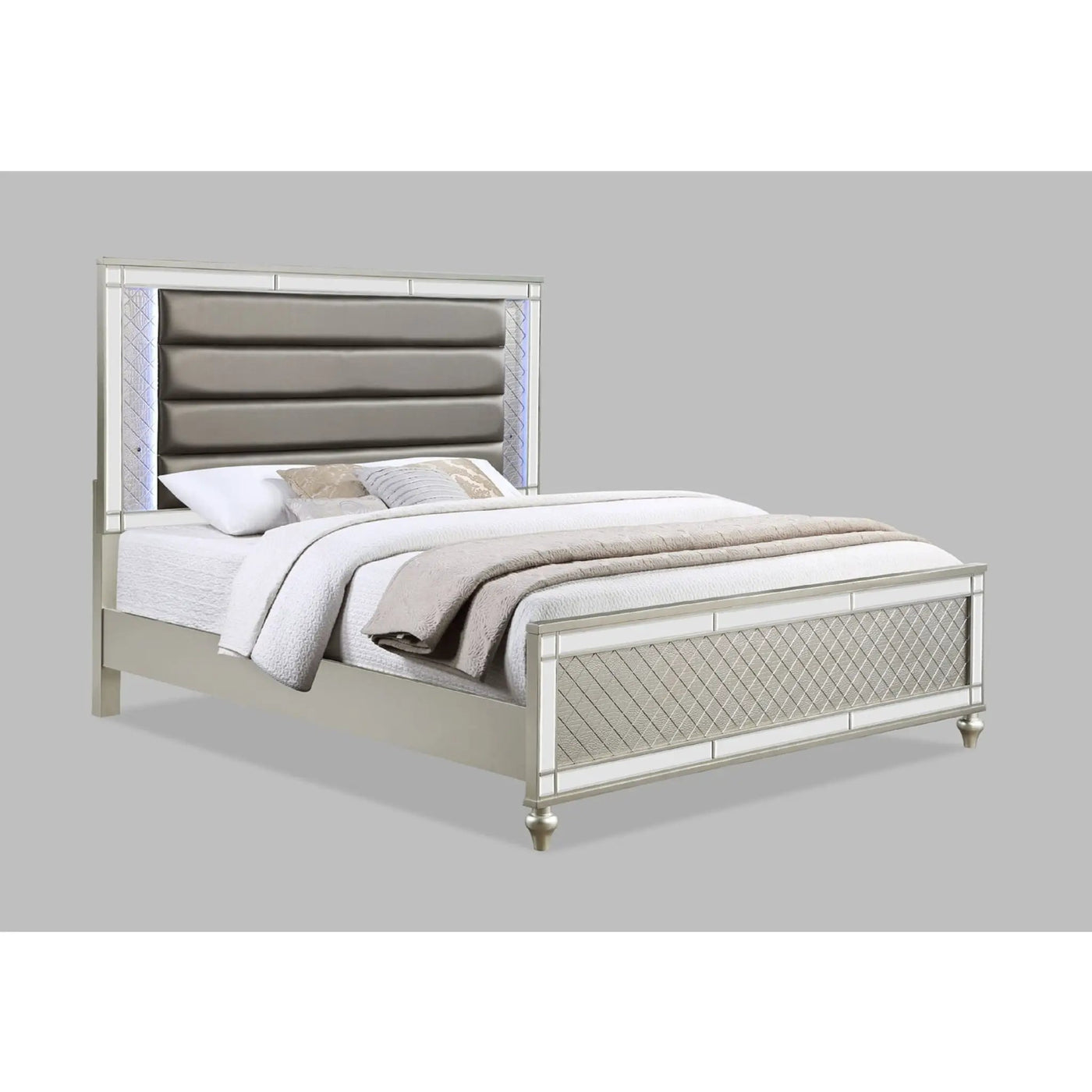 Modern Panel Bed Wit Tufted Design And Integrated LED Lighting by Unique Piece Furniture