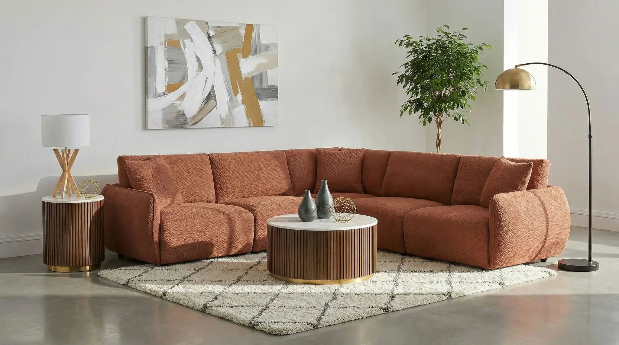 Elysia 5-piece Chenille Upholstered Modular Sectional Sofa Coral by Unique Piece Furniture
