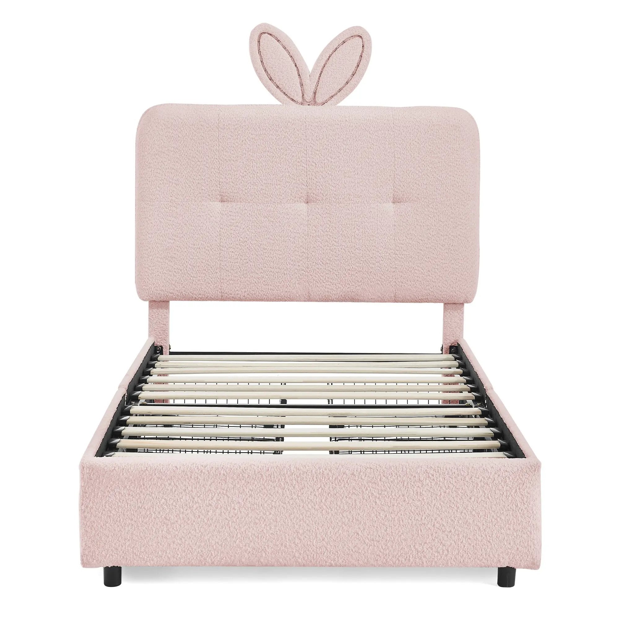Twin Size Kids Upholstered Bed with Oversized Rabbit Ear Headboard by HouseOfZazla