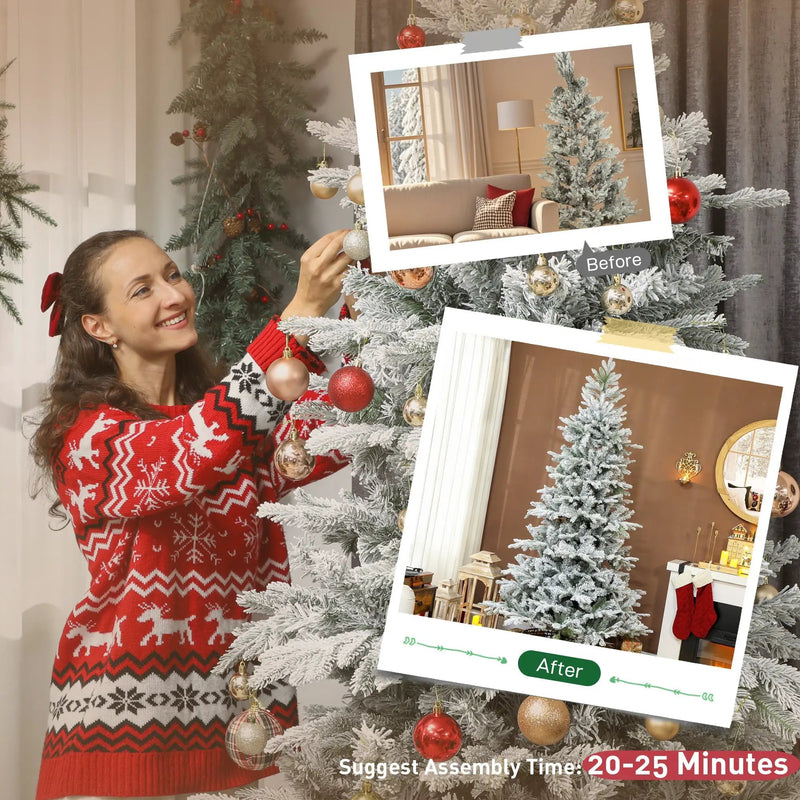 HOMCOM 7.5 ft Artificial Frosted Christmas Tree by HouseOfZazla