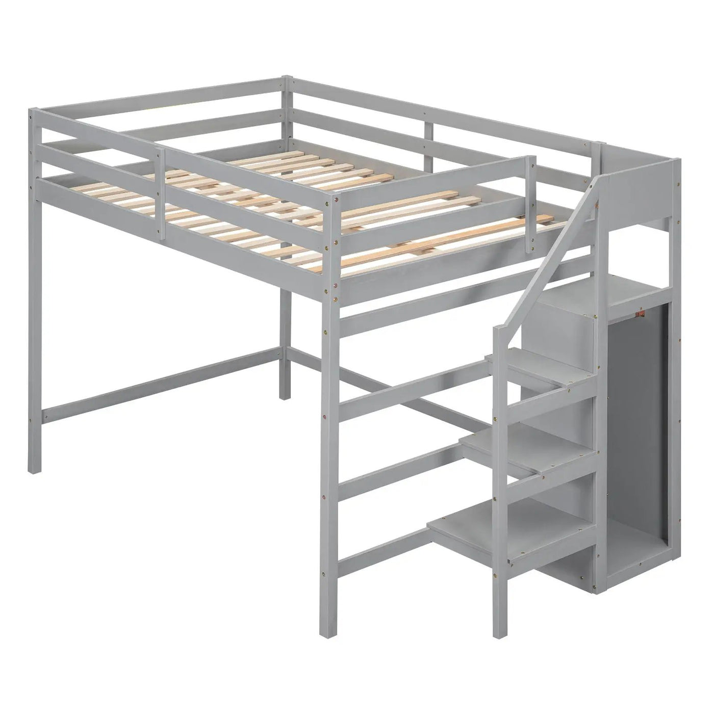 Loft Bed With Built In Storage Wardrobe And Staircase by HouseOfZazla