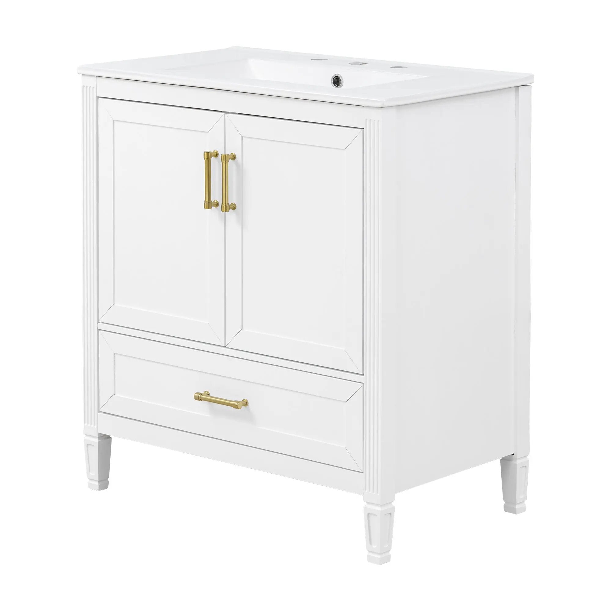 Elegant Fluted Bathroom Vanity With Sink, Soft Close Doors & Drawer by HouseOfZazla
