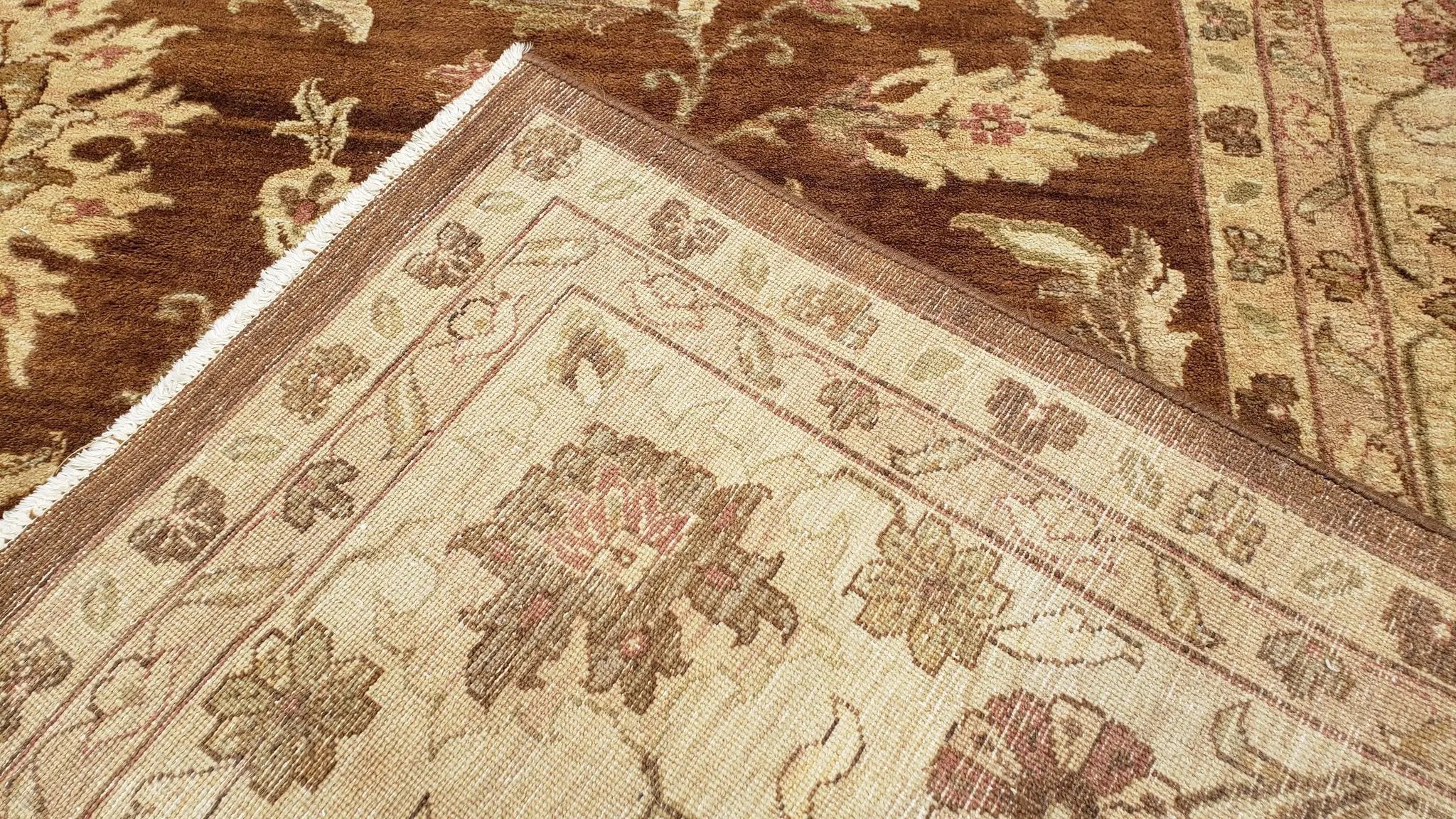 Indo Persian Rug 10x14, Mahal Sultanabad Oriental Carpet, Burnt Orange & Beige, Handmade Wool Area Rug by Jewel Rugs
