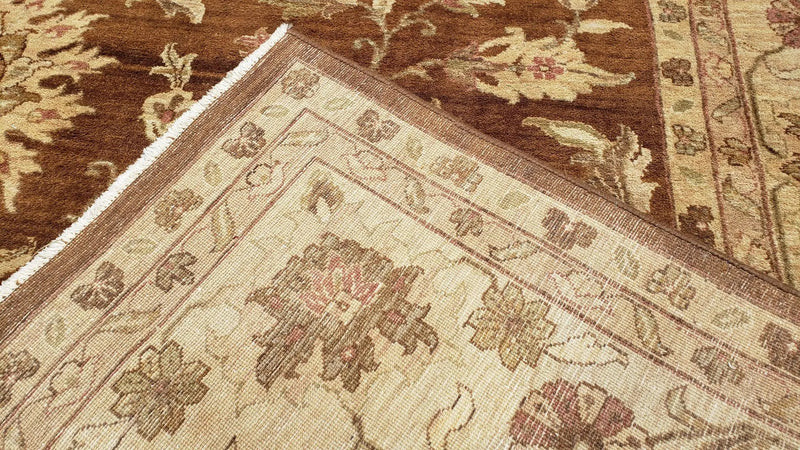 Indo Persian Rug 10x14, Mahal Sultanabad Oriental Carpet, Burnt Orange & Beige, Handmade Wool Area Rug by Jewel Rugs
