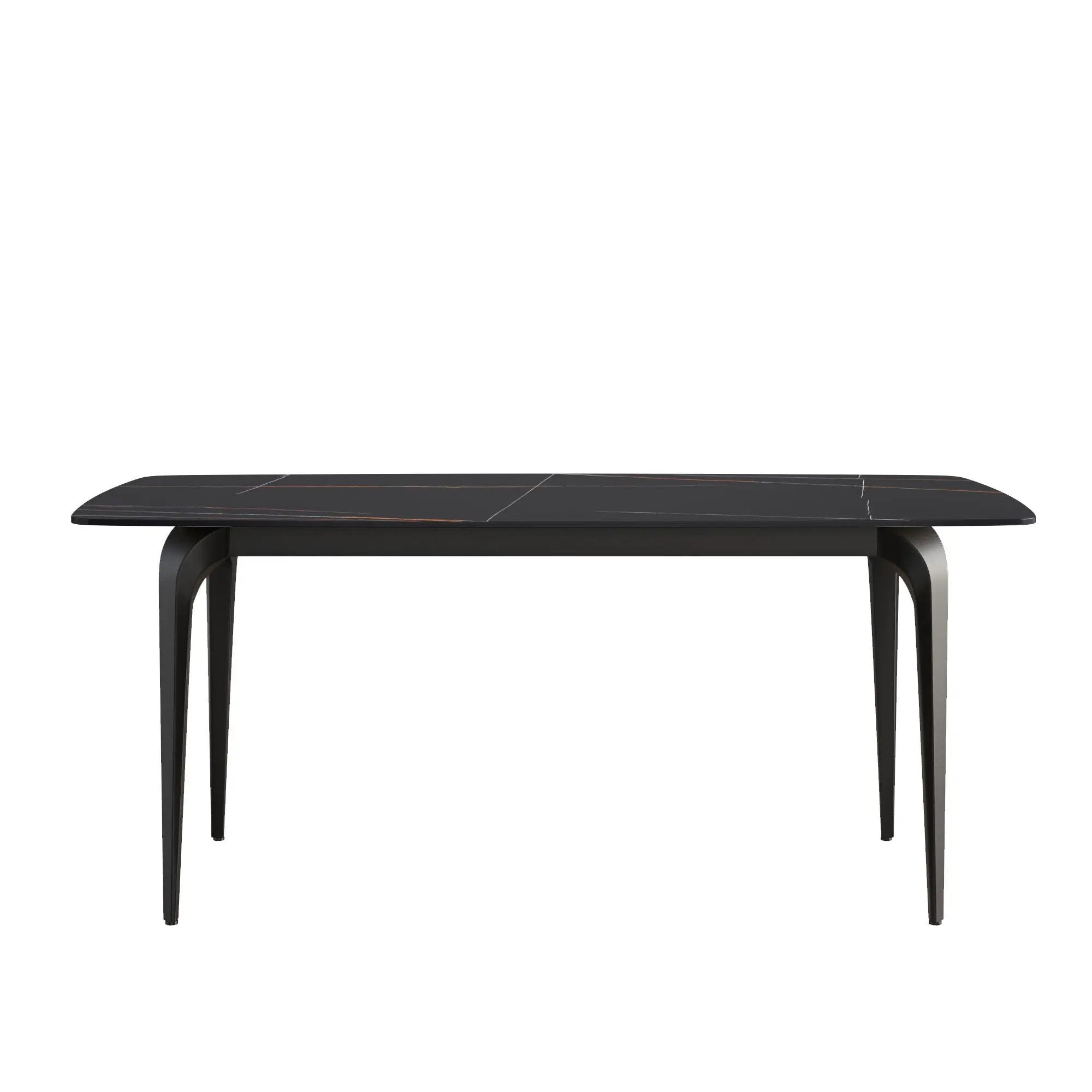 70.87" Modern Artificial Stone Curved Metal Leg Dining Table, Can Accommodate 6-8 People by HouseOfZazla