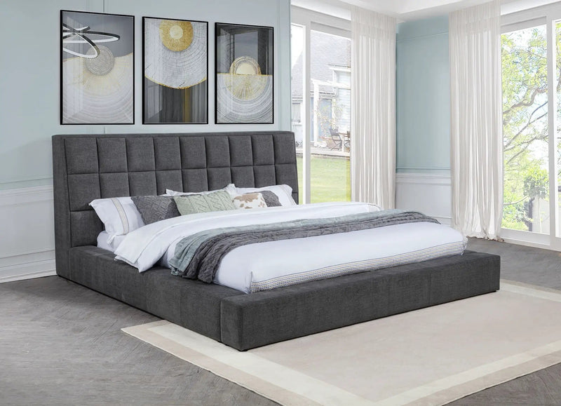 Dreux Upholstered Queen Panel Platform Bed Grey by Unique Piece Furniture