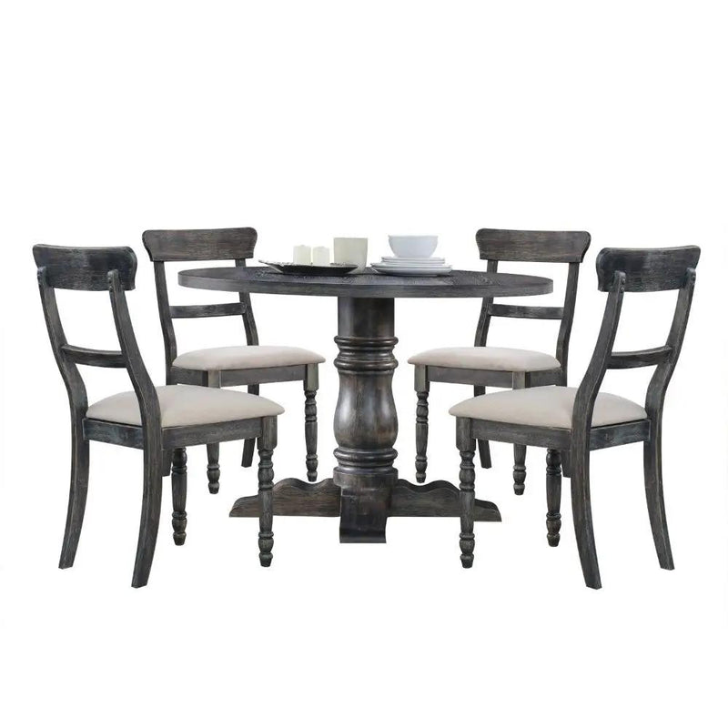 Leventis - Side Chair (Set of 2) - Light Brown Linen & Weathered Gray by Unique Piece Furniture