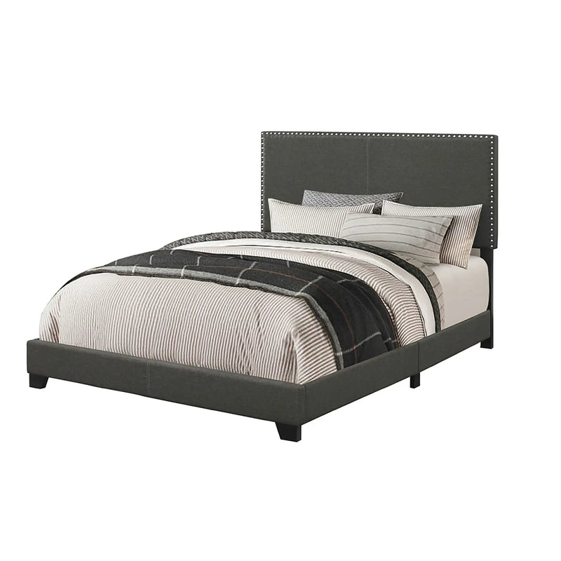 Queen Bed With Nailhead Trim - Charcoal by HouseOfZazla