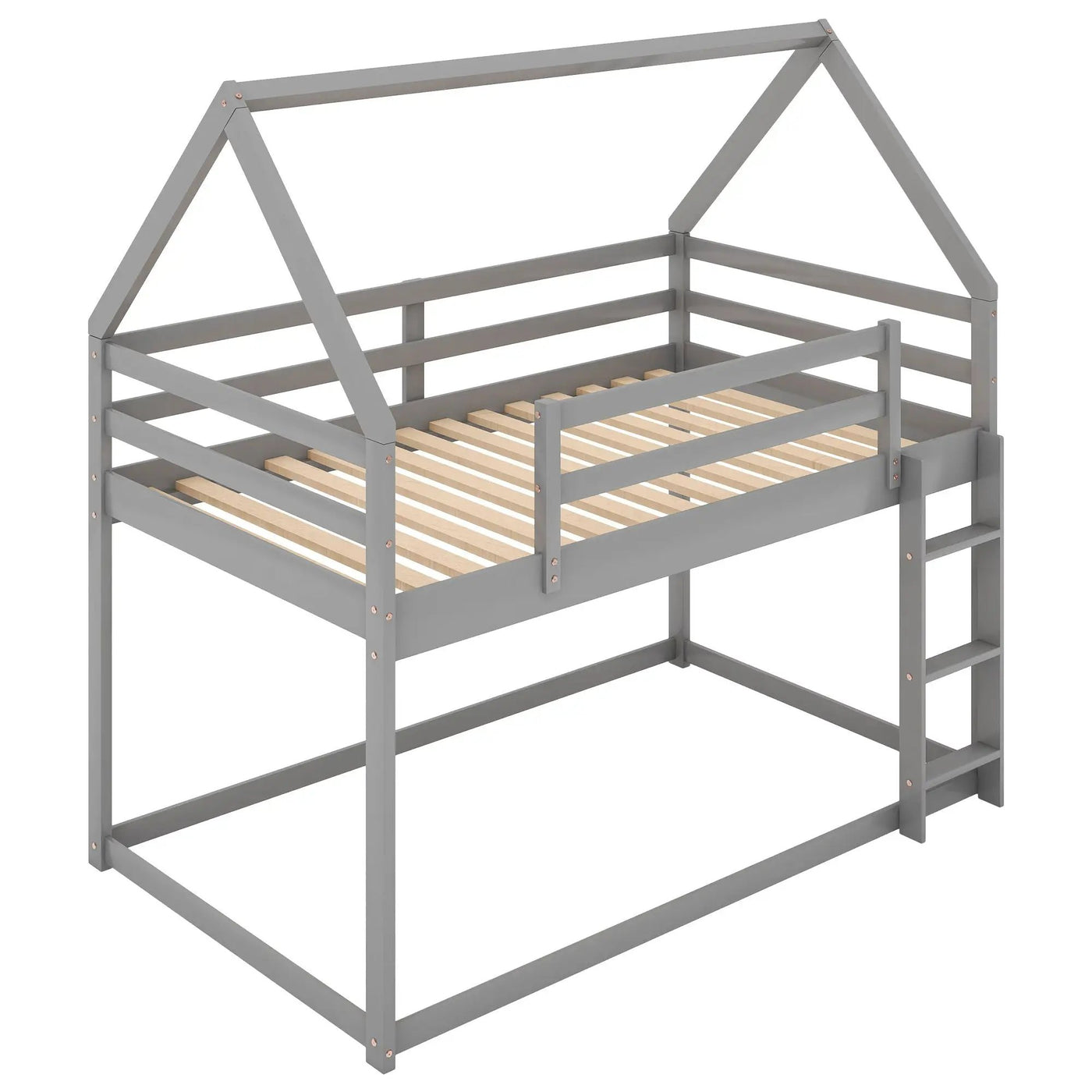 Low Bunk Bed With House Shaped Frame And Ladder by HouseOfZazla