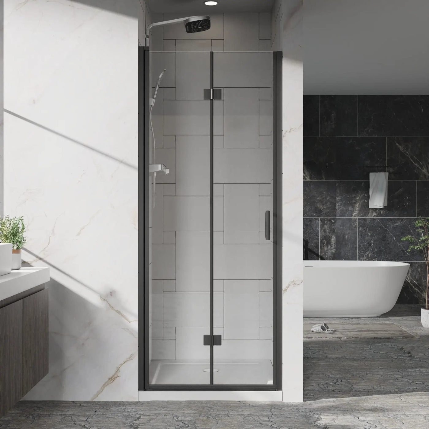 Bifold Frameless Shower Door With Tempered Clear Glass by HouseOfZazla