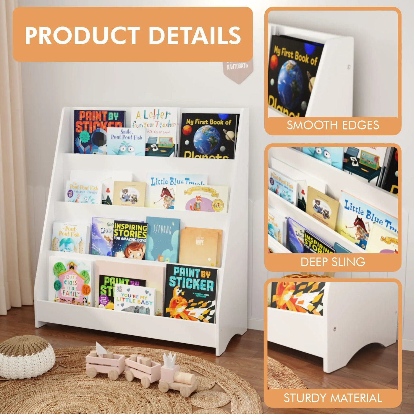 4 Tier Bookshelf, Toddler Book Display Shelves by HouseOfZazla