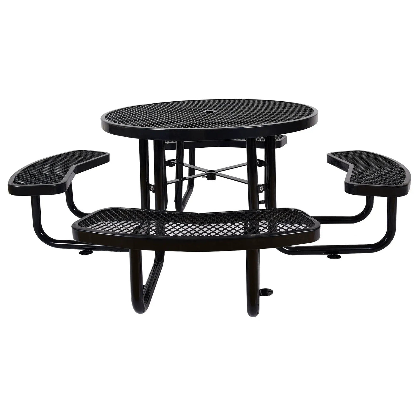 Round Outdoor Steel Picnic Table With Umbrella Pole by Unique Piece Furniture
