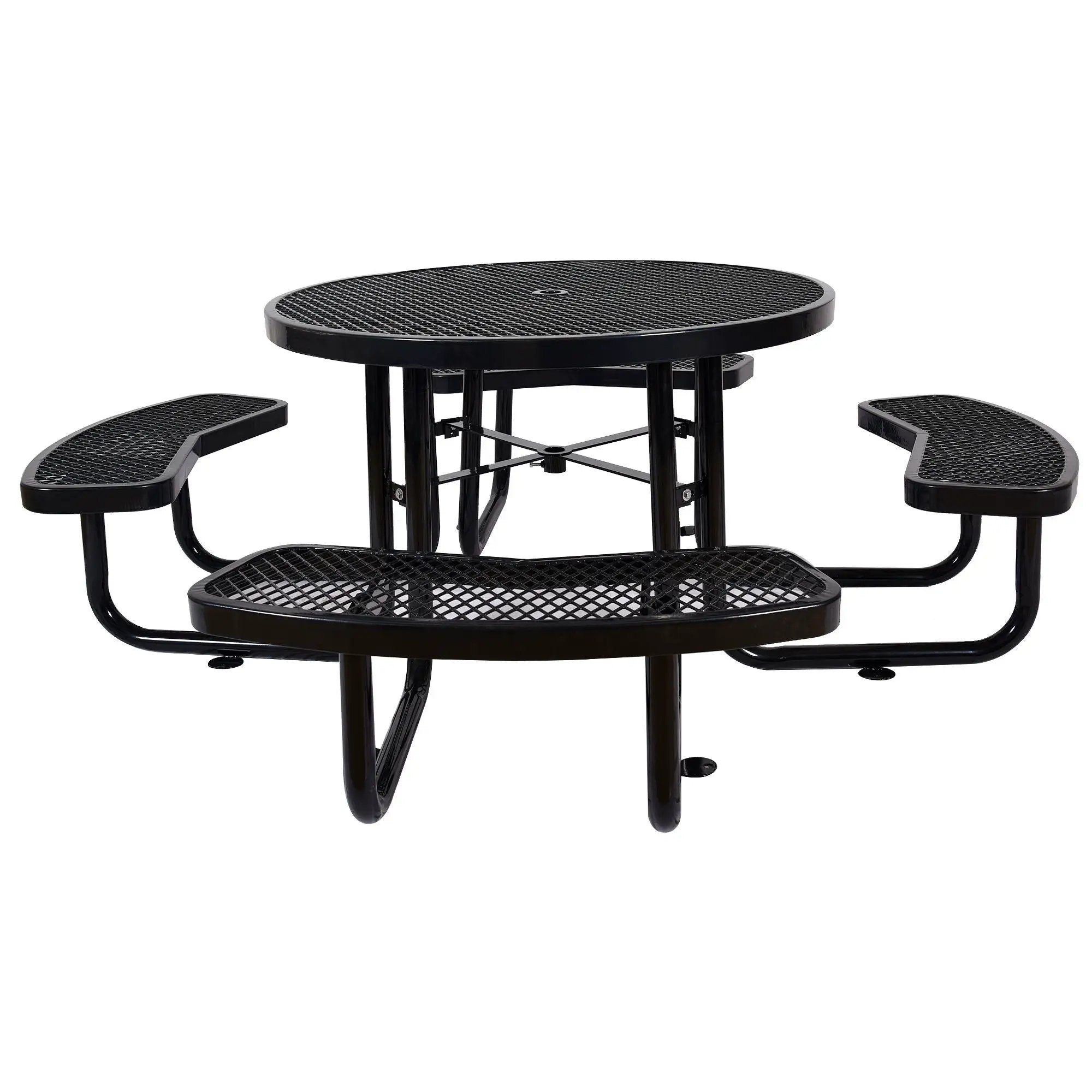 Round Outdoor Steel Picnic Table With Umbrella Pole by HouseOfZazla