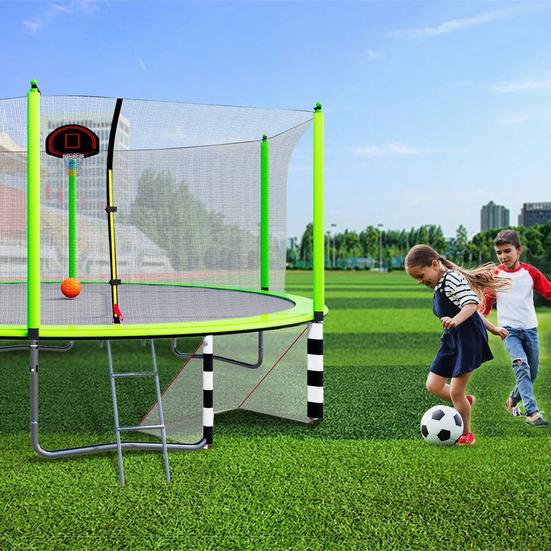 16Ft Trampoline With Basketball Hoop Pump And Ladder (Inner Safety Enclosure) With Soccer Goal by HouseOfZazla