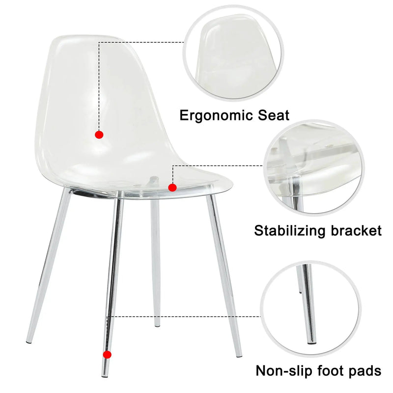 Modern Minimalist Transparent Dining Chair - 6-Piece Set by HouseOfZazla
