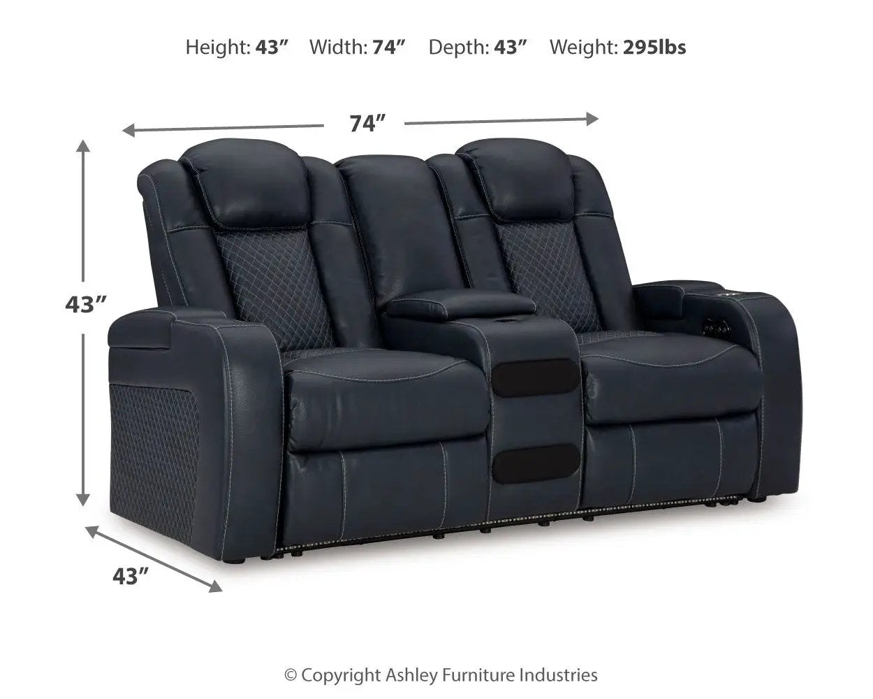 Fyne-dyme - Power Reclining Loveseat With Console/Adj Hdrst by Unique Piece Furniture