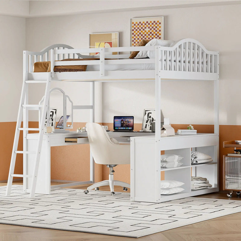 Loft Bed With Drawers, Cabinet, Shelves With Desk by Unique Piece Furniture