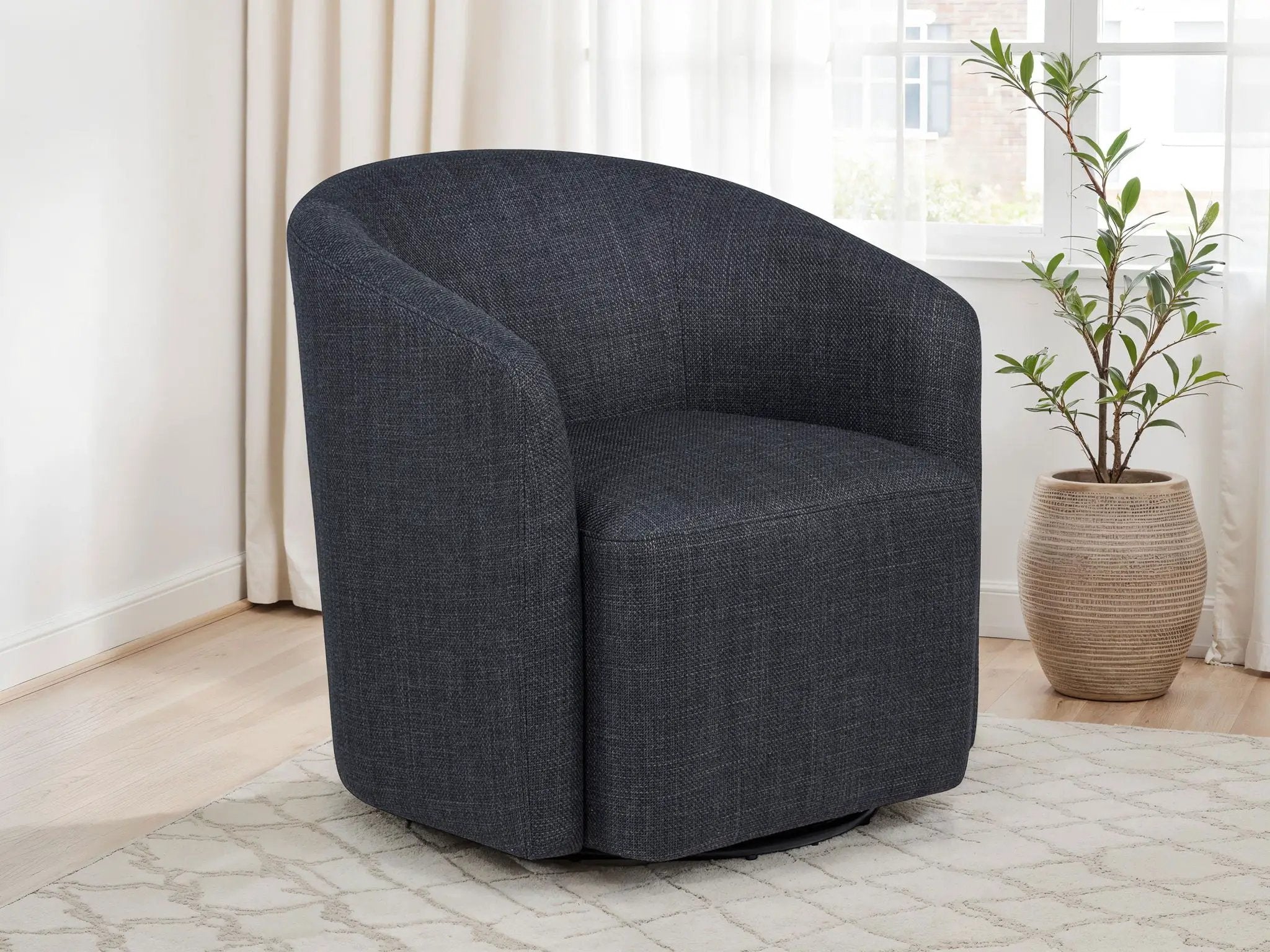 Mossbrook Fabric Upholstered Swivel Accent Chair Anthracite by Unique Piece Furniture