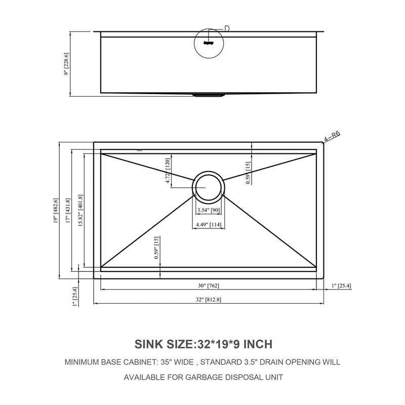 32" Undermount Kitchen Sink Brushed Nickel 16 Gauge Stainless Steel Single Bowl With Ledge Workstation, 32 X 19 X 9 Inch by HouseOfZazla