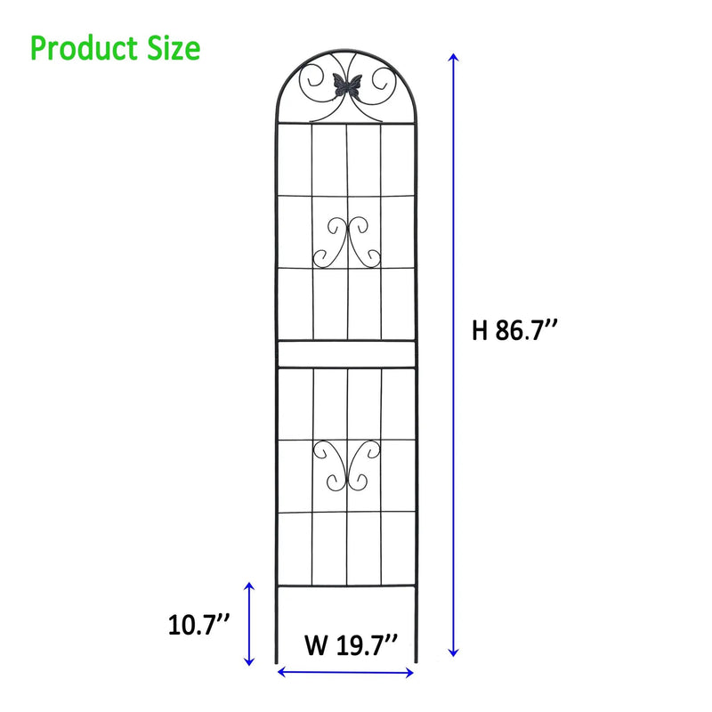 4 Pack Metal Garden Trellis 86.7" x 19.7" Rustproof Trellis for Climbing Plants Outdoor Flower Support Black by HouseOfZazla