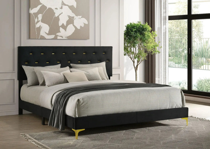 Kendall Upholstered Eastern King Panel Bed Black by Unique Piece Furniture