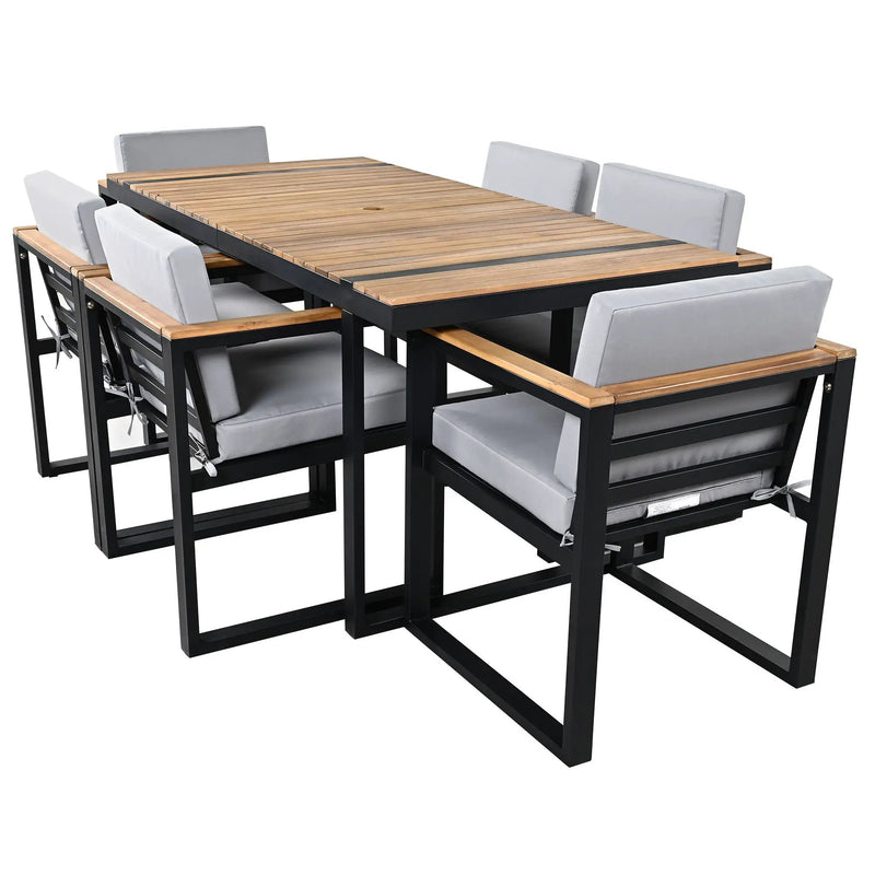 7 Pieces Outdoor Dining Set Patio Dining Table And Chair Set With And Removable Cushions For Patio by HouseOfZazla