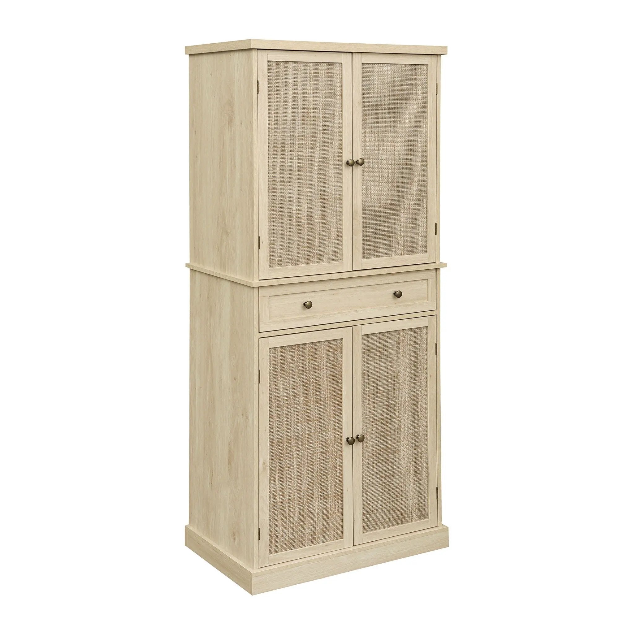 4 Door Storage Cabinet With 1 Drawer And 4 Adjustable Inner Shelves - Natural by Unique Piece Furniture