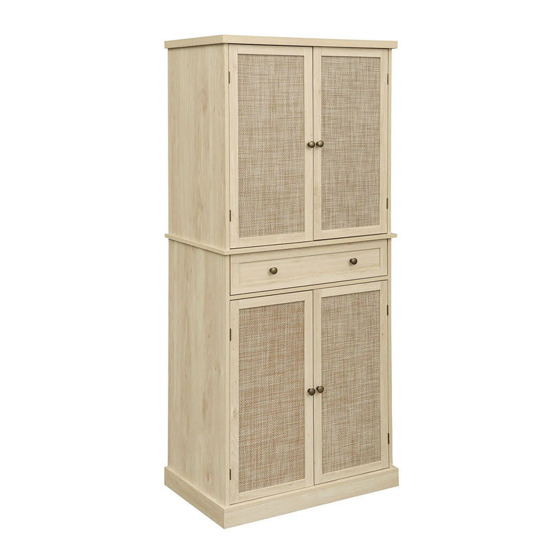4 Door Storage Cabinet With 1 Drawer And 4 Adjustable Inner Shelves - Natural by HouseOfZazla