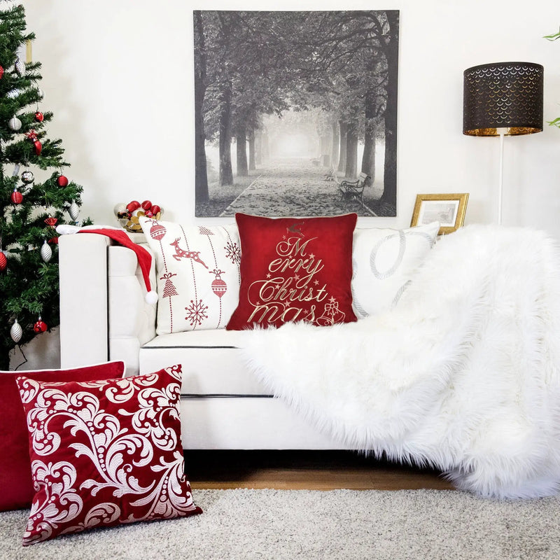 Red Velvet Christmas Throw Pillow by HouseOfZazla