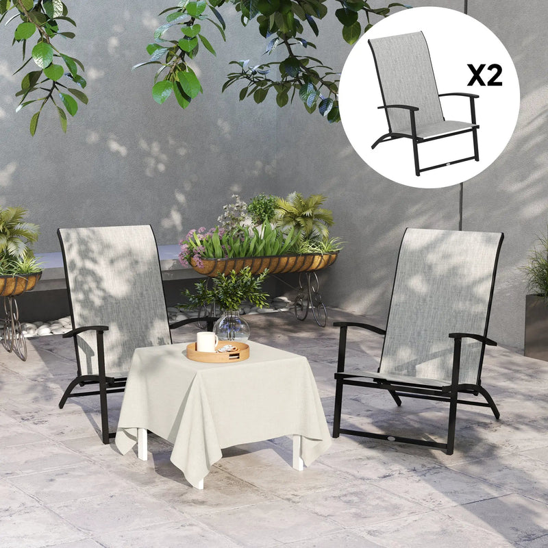Outsunny Folding Patio Chairs Set of 2, Portable Outdoor Dining Chairs with High Back, Armrests by HouseOfZazla