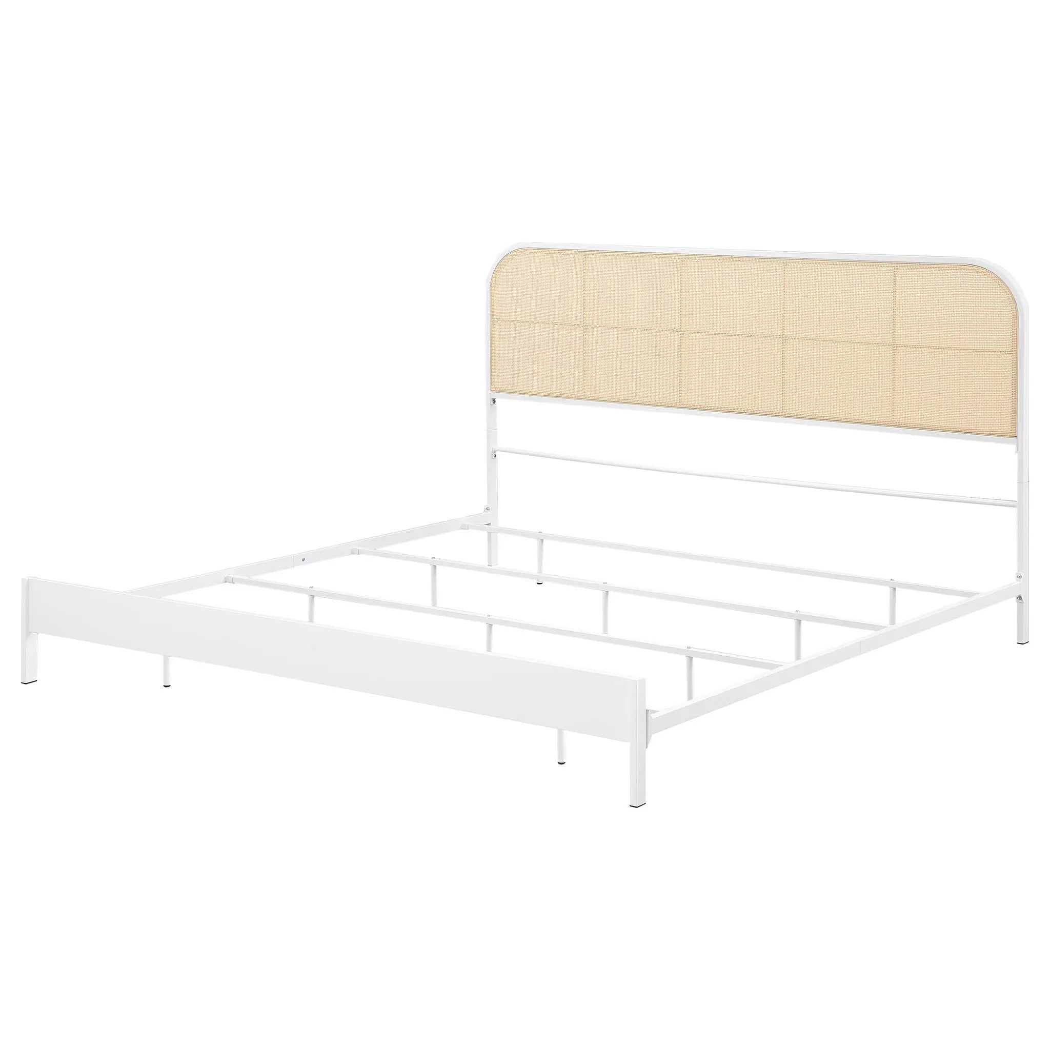 Amherst Radio Weave Rattan Metal Eastern King Bed White by Unique Piece Furniture