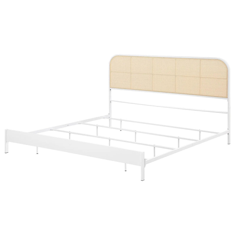Amherst Radio Weave Rattan Metal Eastern King Bed White by Unique Piece Furniture