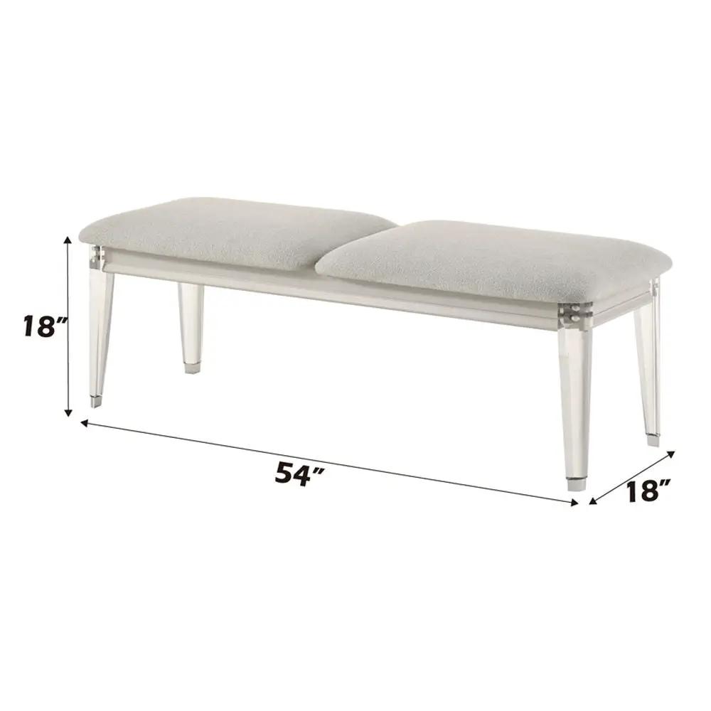 Laveda - Bench - Light Gray Boucle & Pearl White by Unique Piece Furniture