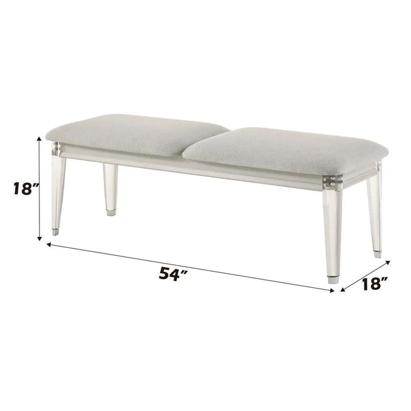 Laveda - Bench - Light Gray Boucle & Pearl White by Unique Piece Furniture