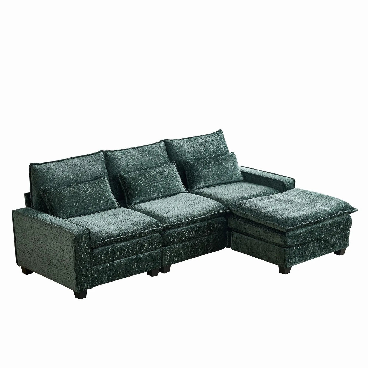 Modern Comfy L Shaped Sectional Sofa With Movable Ottoman by HouseOfZazla