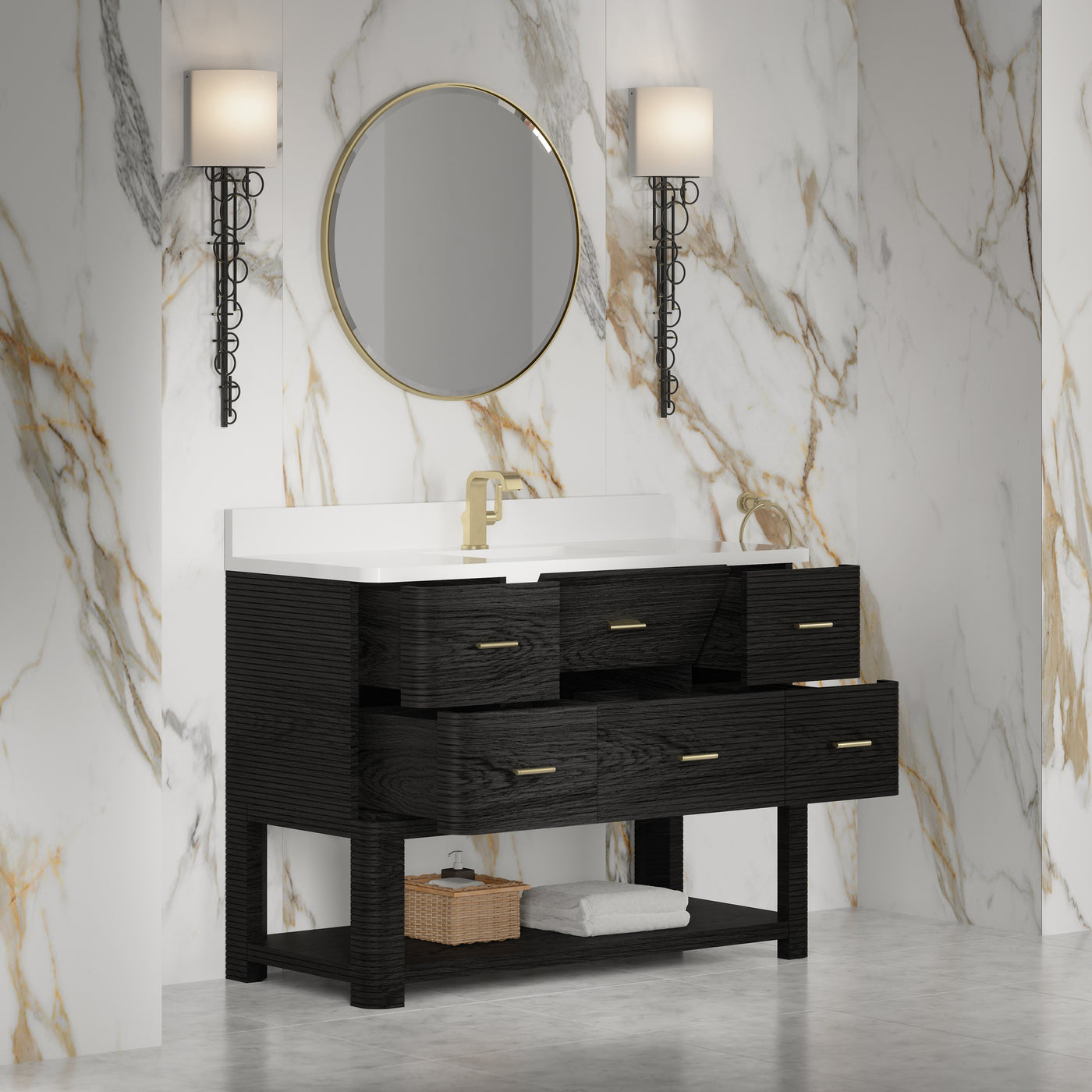 James Martin Lucian 48" Single Bathroom Vanity, Carbon Oak by James Martin