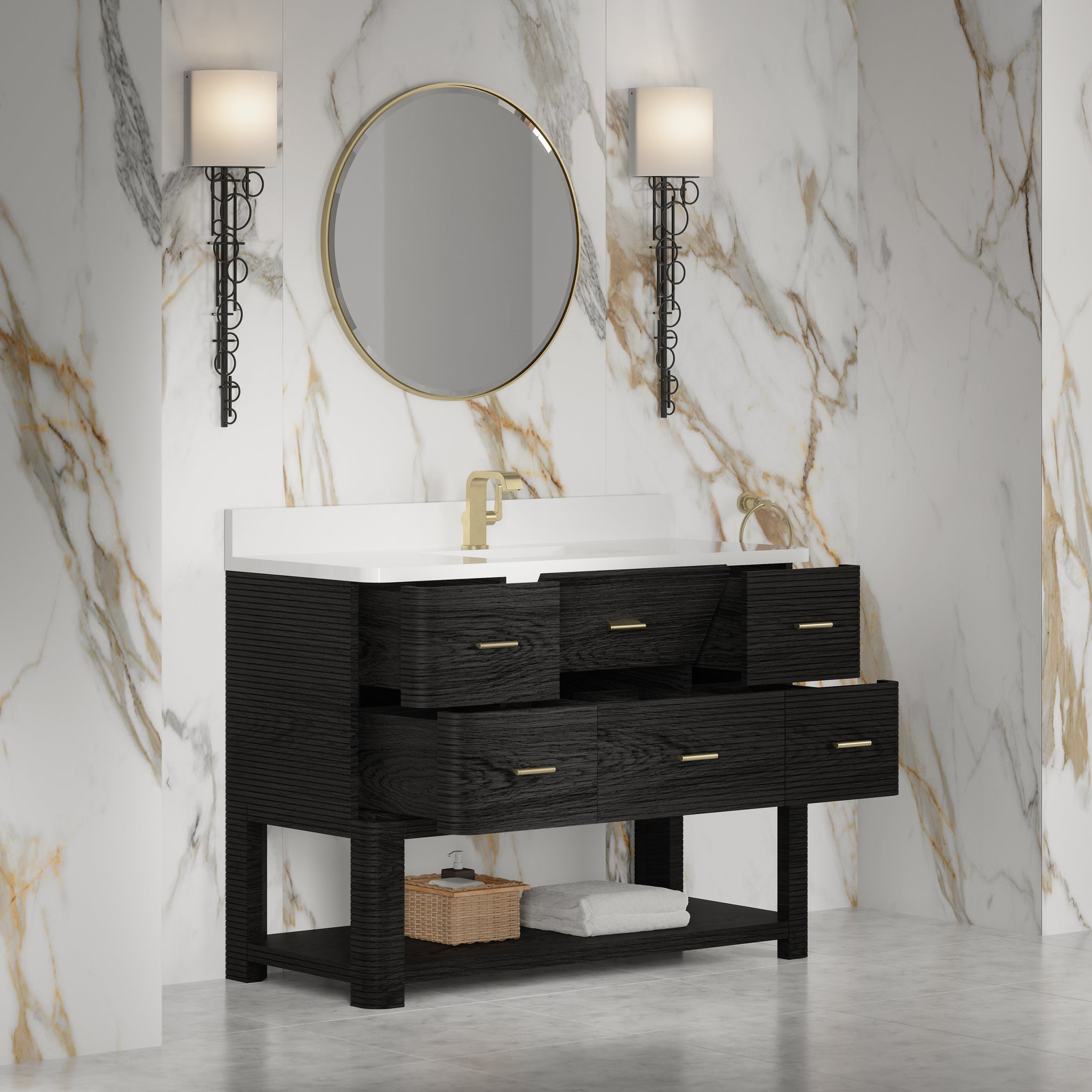 James Martin Lucian 48" Single Bathroom Vanity, Carbon Oak by James Martin