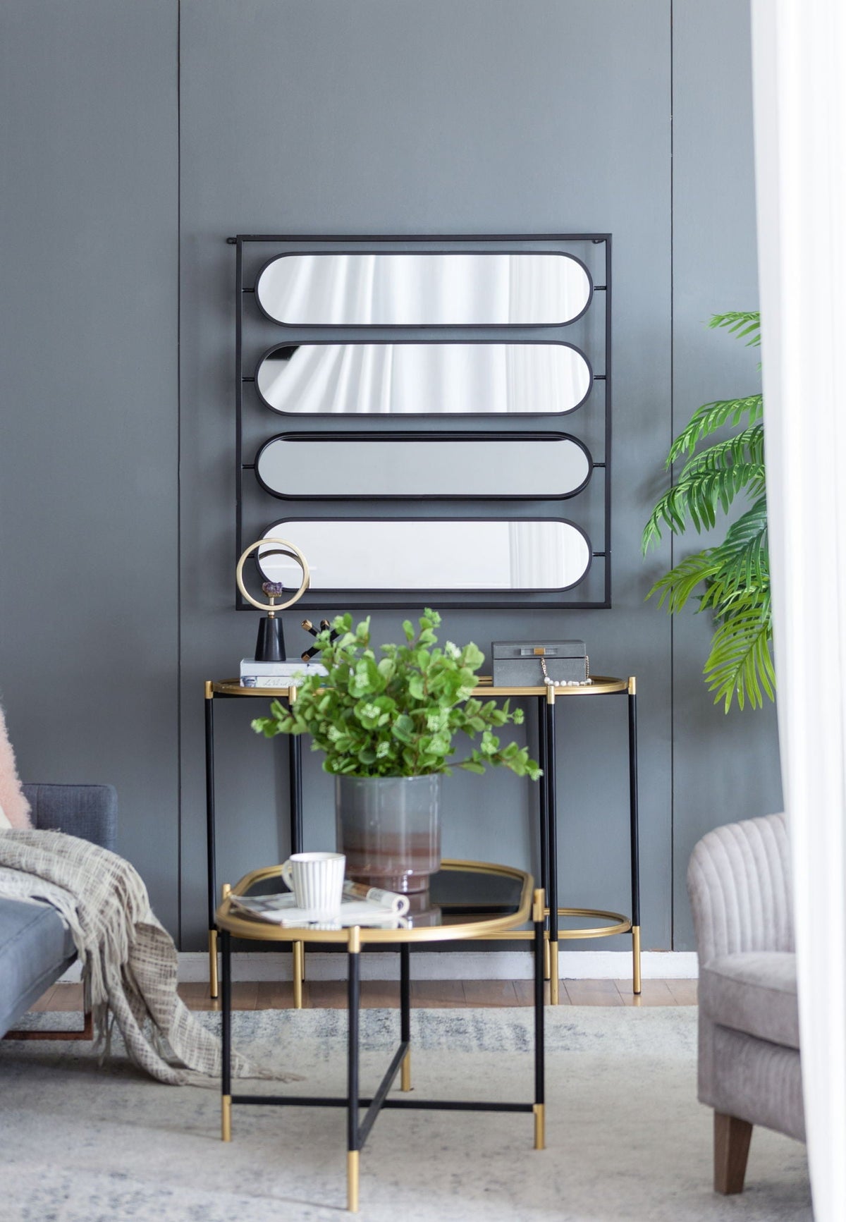 Large 4 Oval Wall Mirror with Square Frame - Black, photo 8 of 8