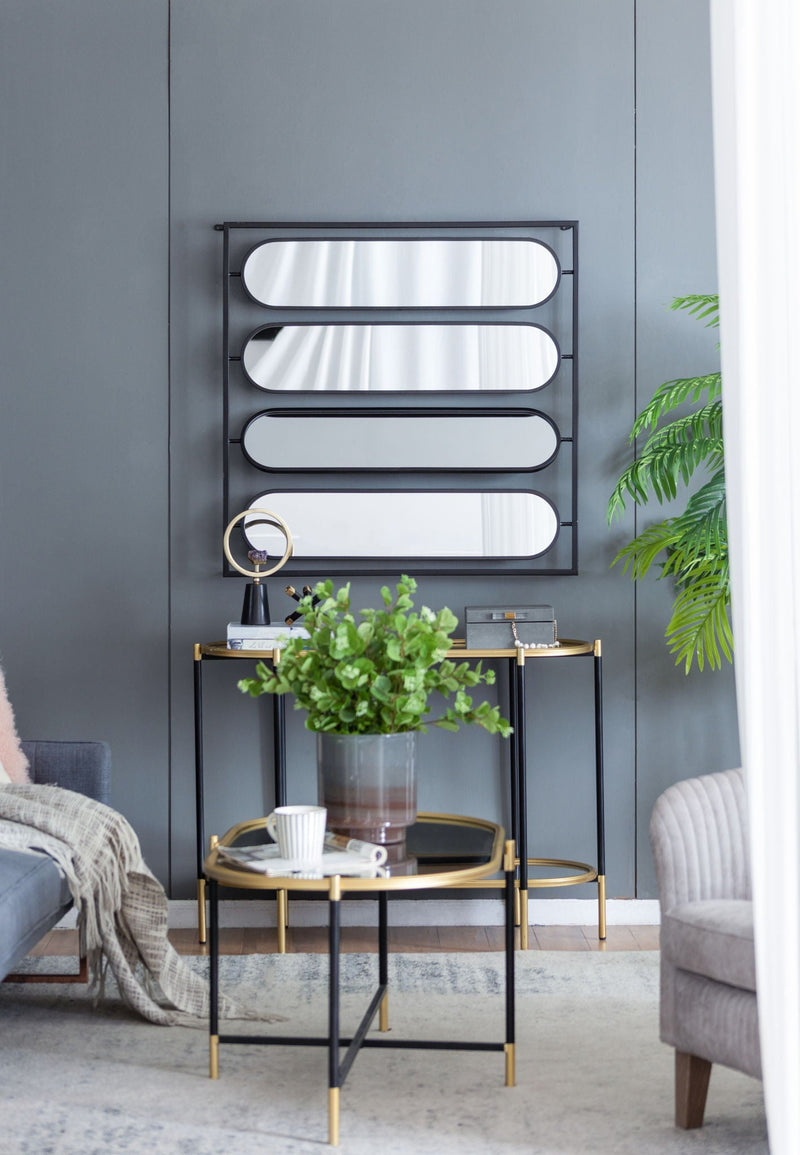 Large 4 Oval Wall Mirror with Square Frame - Black, photo 8 of 8