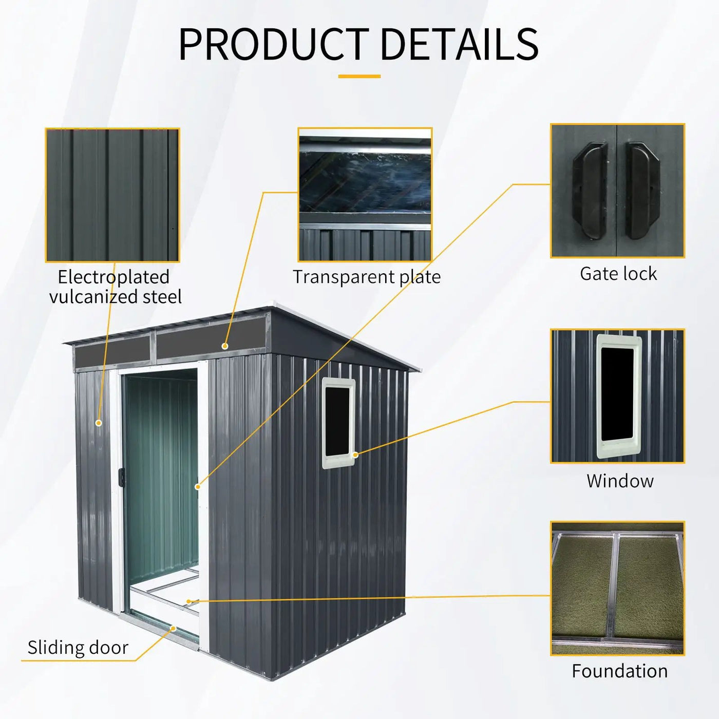 Outdoor Metal Storage Shed With Window And Transparent Plate For Garden, Lawn by HouseOfZazla