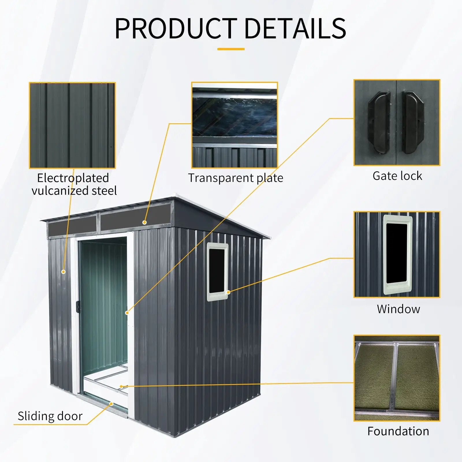 Outdoor Metal Storage Shed With Window And Transparent Plate For Garden, Lawn by HouseOfZazla