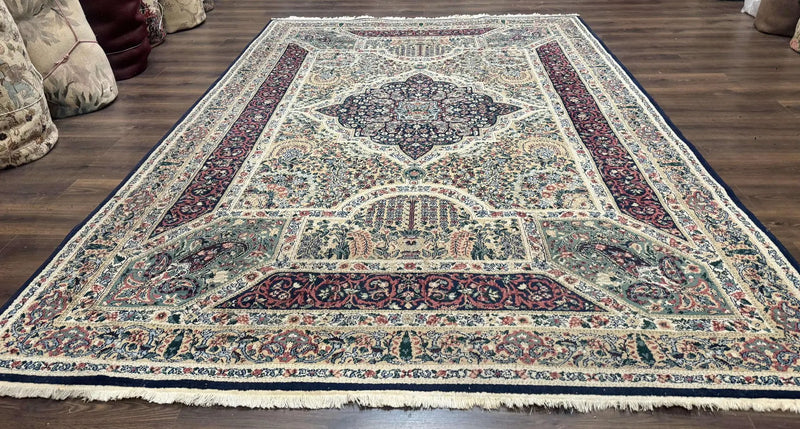 Persian Rug 8x11, Belgium Power Loomed Rug, Kirman Lavar Floral Design, Vintage Rug by Jewel Rugs