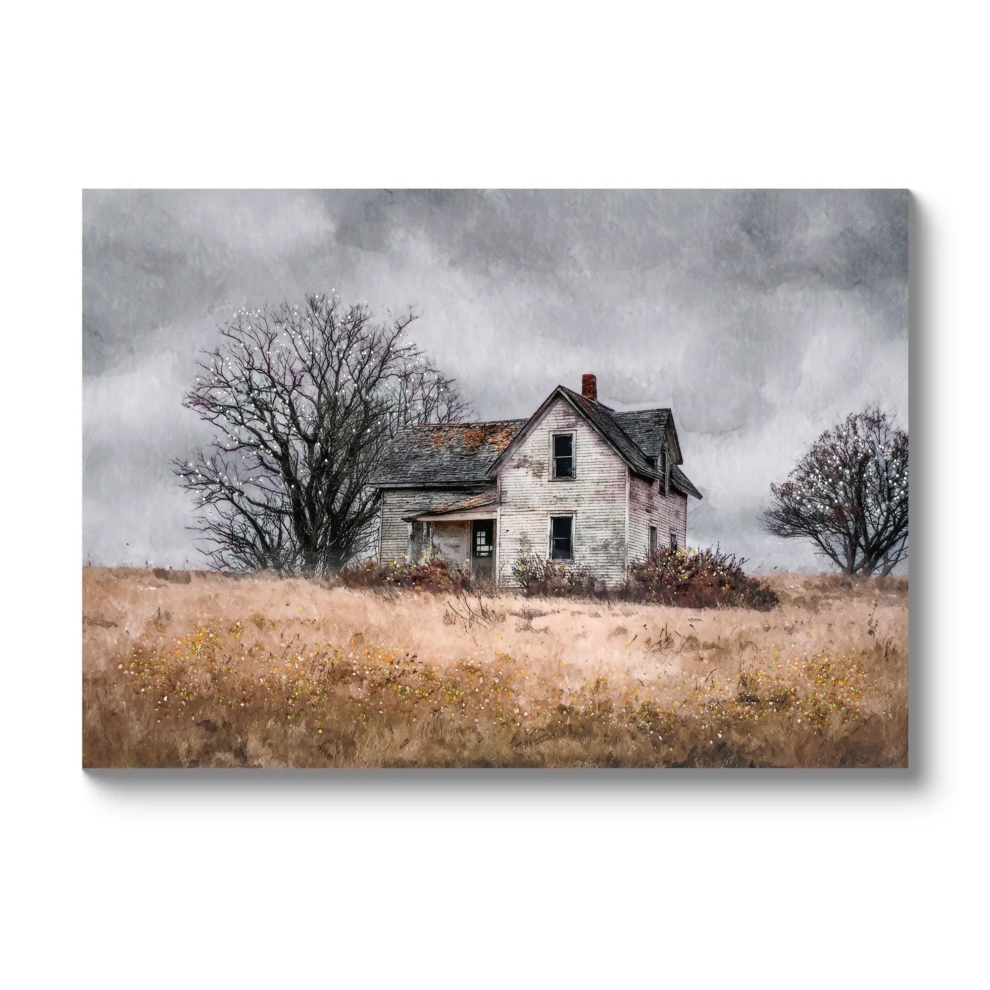 Framed Rustic Farmhouse Wall Art Vintage Barn Canvas Print 24x16 Inch by HouseOfZazla