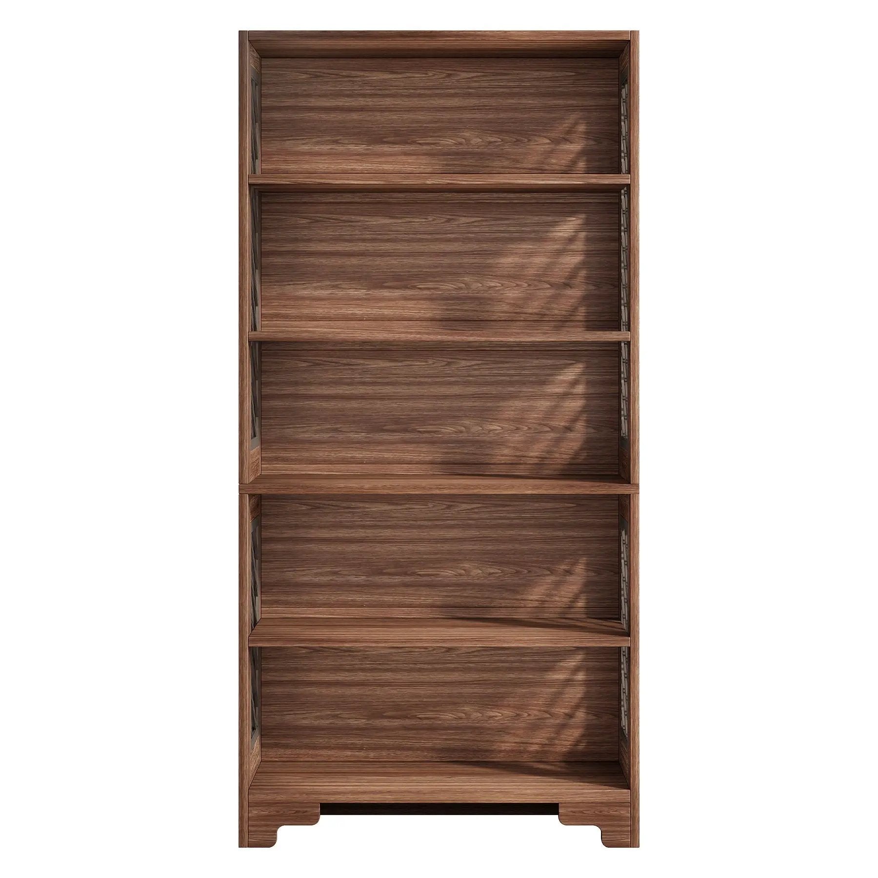 6 Tier Brown Mid Century Bookcase With X Design For Living Room - Brown by HouseOfZazla