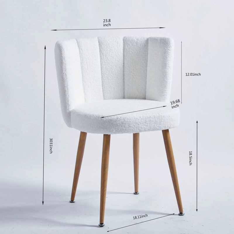 Modern Dining Chair (Set of 2) With Iron Tube Wood Color Legs, Shorthair Cushions And Comfortable Backrest, Suitable For Dining Room, Living Room, Cafe, Simple Structure by Unique Piece Furniture