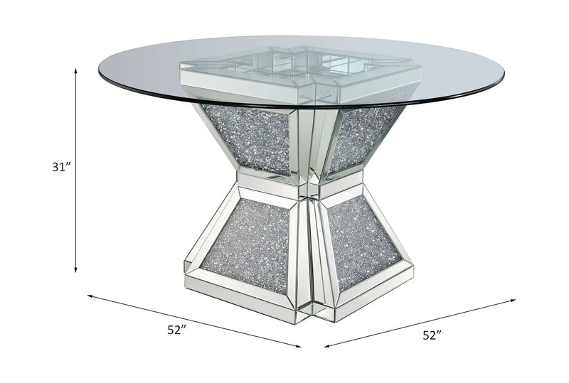 Noralie - 31" Dining Table - Clear Glass, Mirrored & Faux Diamonds by Unique Piece Furniture