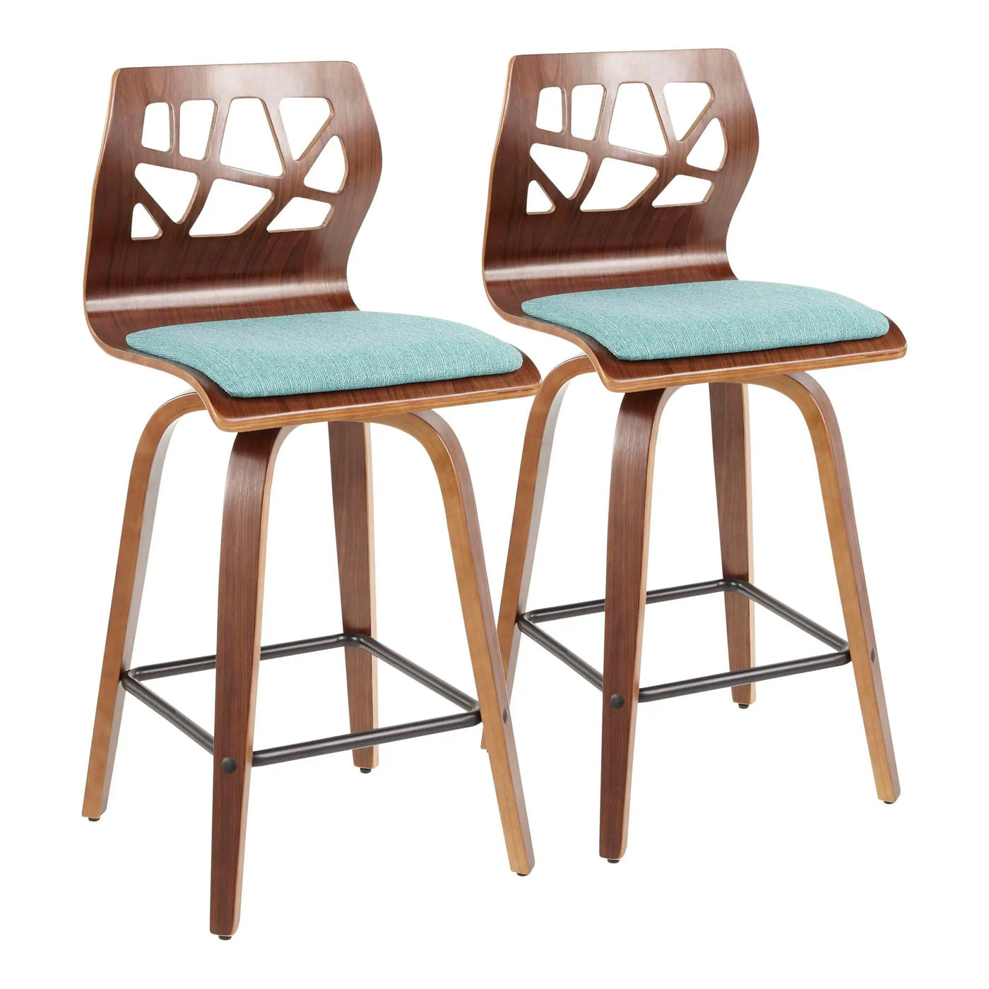 Folia - Mid Century Modern Fixed Height Counter Stool With Swivel (Set of 2) by HouseOfZazla