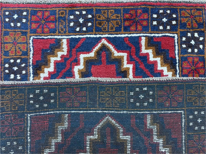 3 X 5 Vintage Handmade Tribal Wool Rug Balouchi Rug Afghan Rug Red Beige Nice by Jewel Rugs