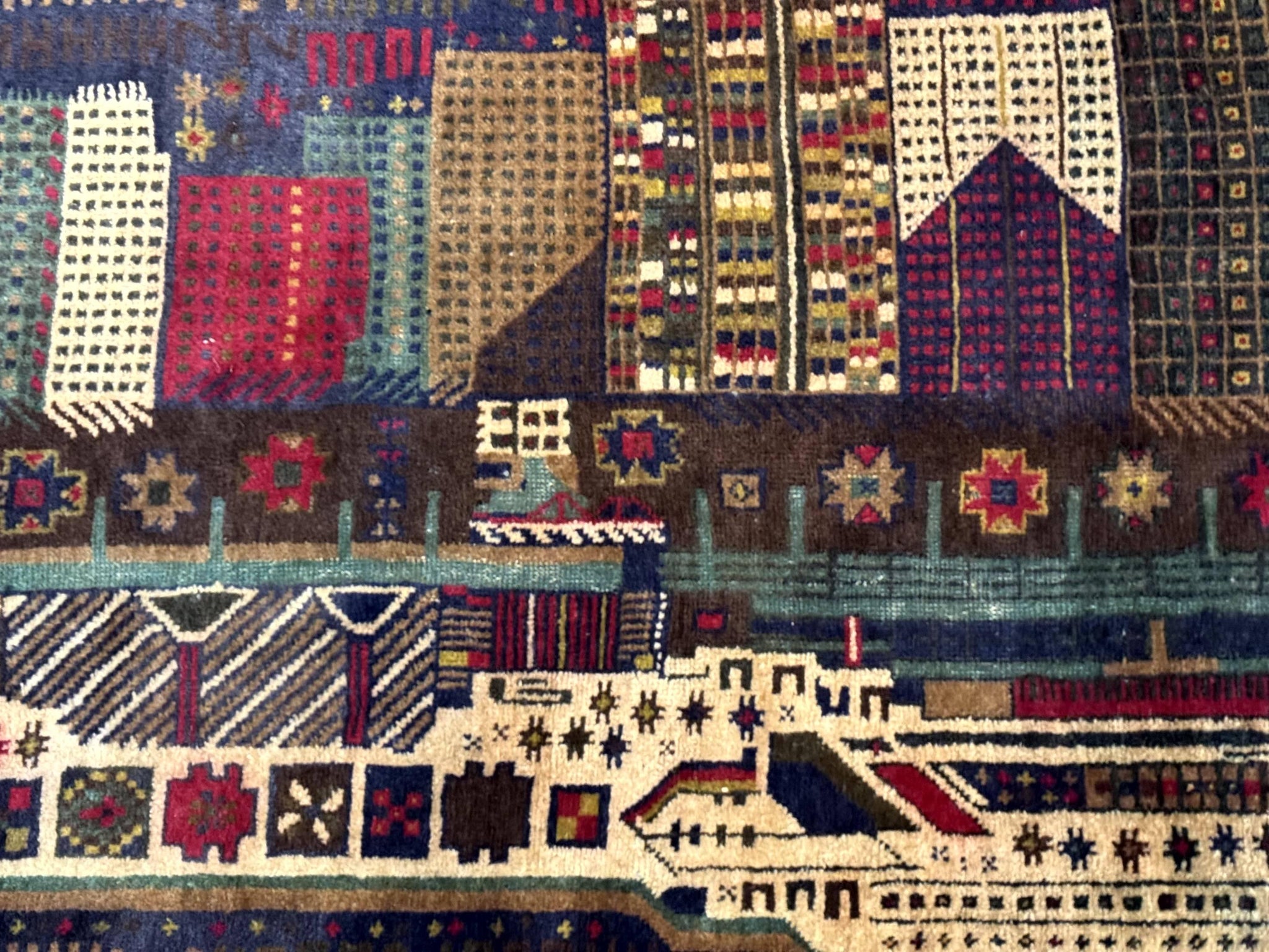 Balouch Rug 3x5, Afghan Carpet, City Pictorial by Jewel Rugs