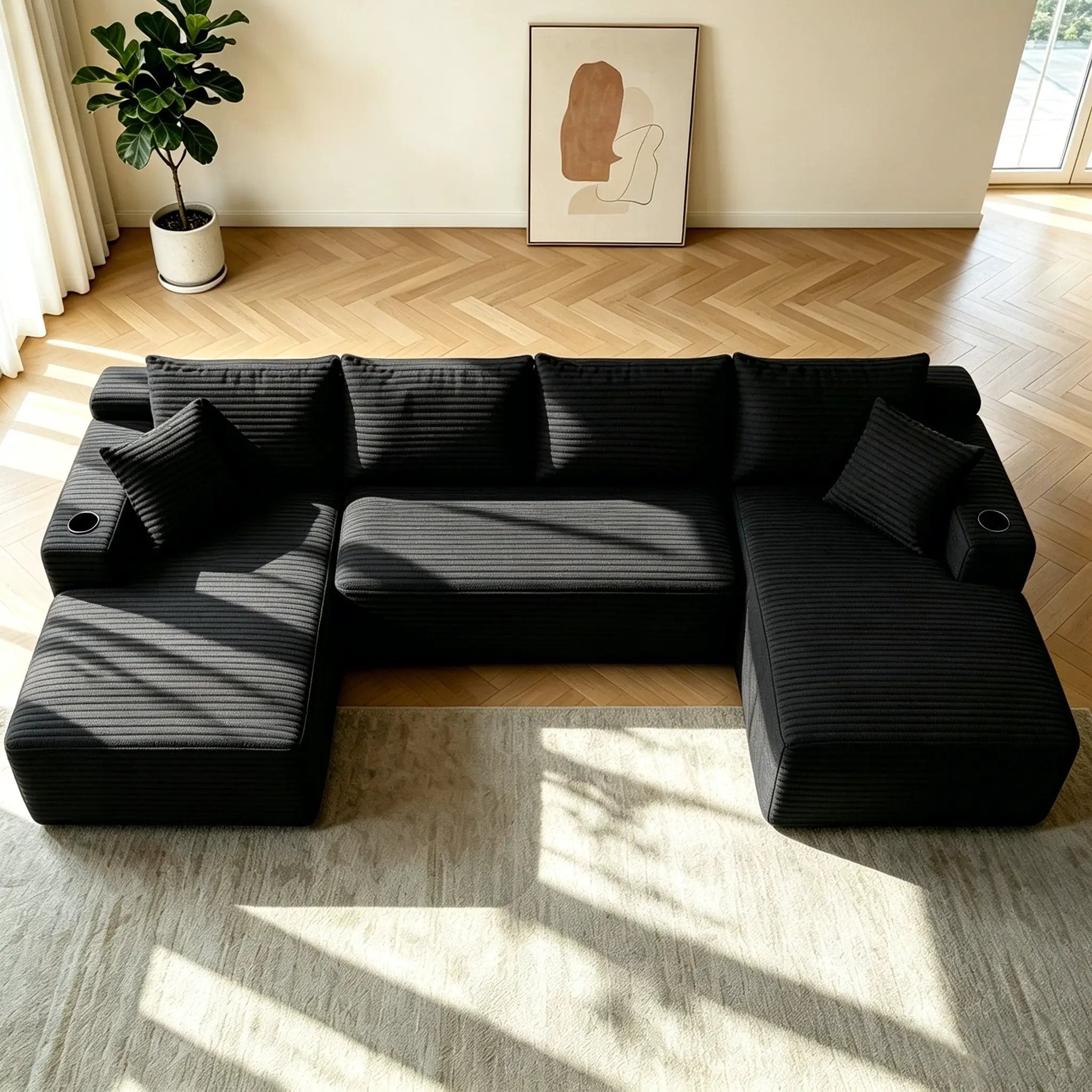 134" Cloud Sectional Sofa with U-Shape Chaise by HouseOfZazla